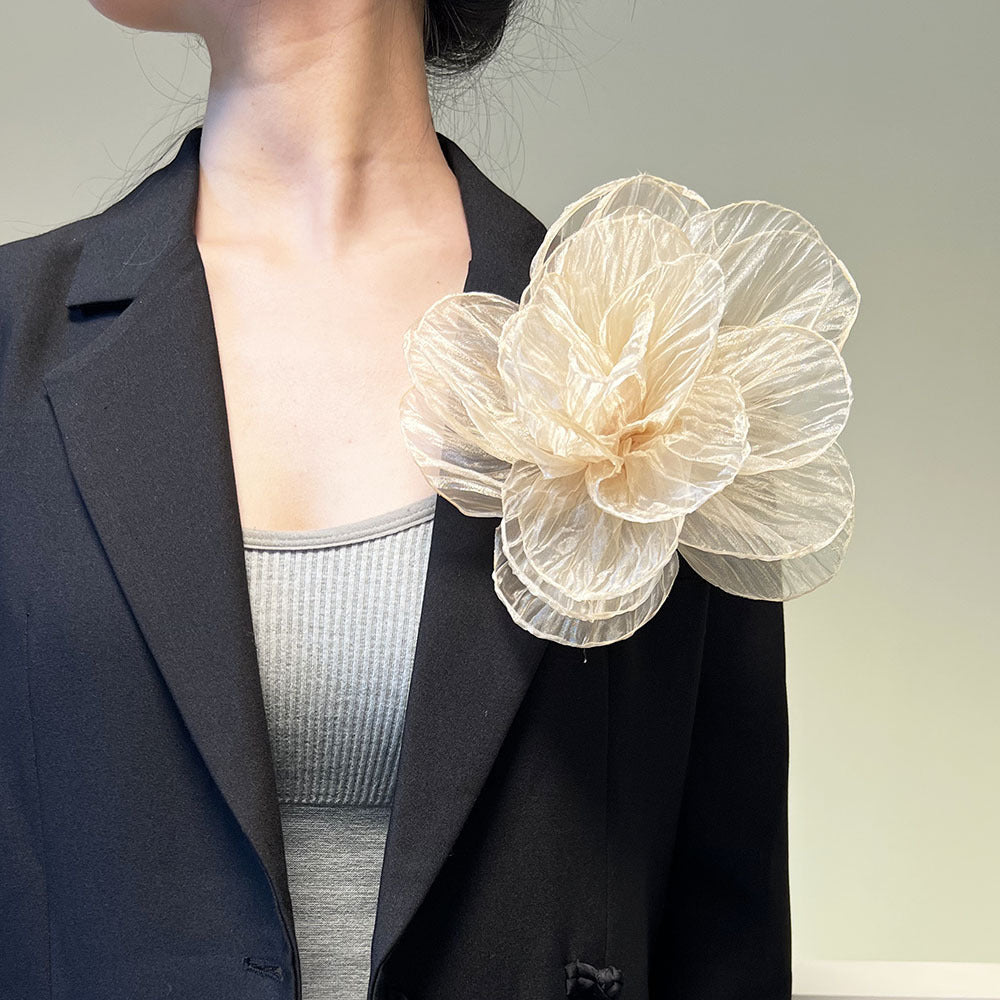 20cm Oversized Organza Fabric Flower Brooch DIY Rose Apparel Accessory