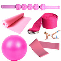 Yoga Fitness Kit with Bendable Massage Stick, Resistance Bands, and Yoga Ball