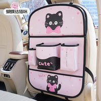 Cartoon Car Backseat Organizer Bag with Foldable Tray and Trash Storage