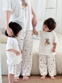 Kids' Modal Short Sleeve Pajama Set with Long Pants for Boys and Girls, Parent-Child Homewear