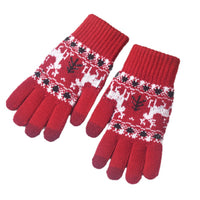 Christmas Reindeer Touchscreen Gloves for Men - Windproof Warm Knit Acrylic
