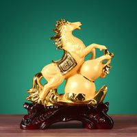 Resin Galloping Horse Figurine for Home and Office Decor, Feng Shui Prosperity Gift