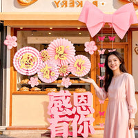Grand Opening Pink Theme Window Display Decoration Set with Bows