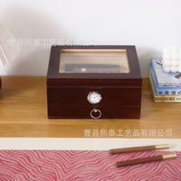 Wooden Cigar Humidor Box with Transparent Lid