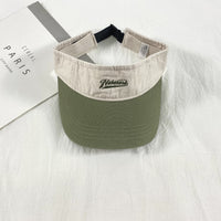 American Style Color Block Visor Hat for Men and Women, Summer Sports Running Tennis Sun Protection Cap with Ponytail Hole