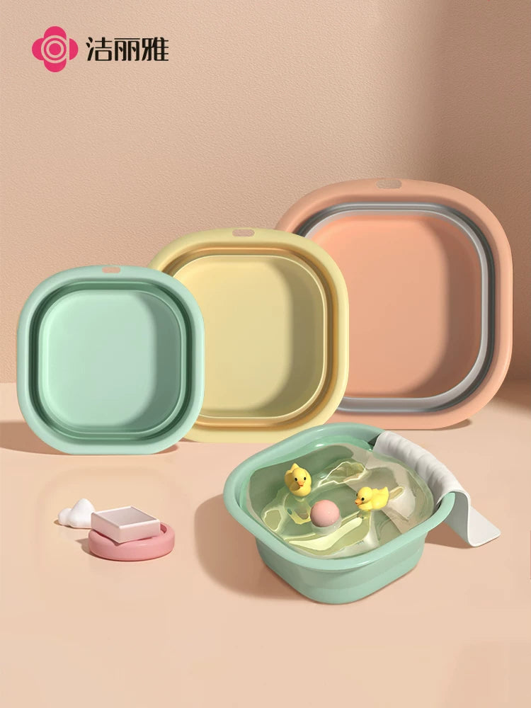 Jie Li Ya Foldable Wash Basin for Home, Dorm, Travel, and Outdoor Use - Thickened Portable Design