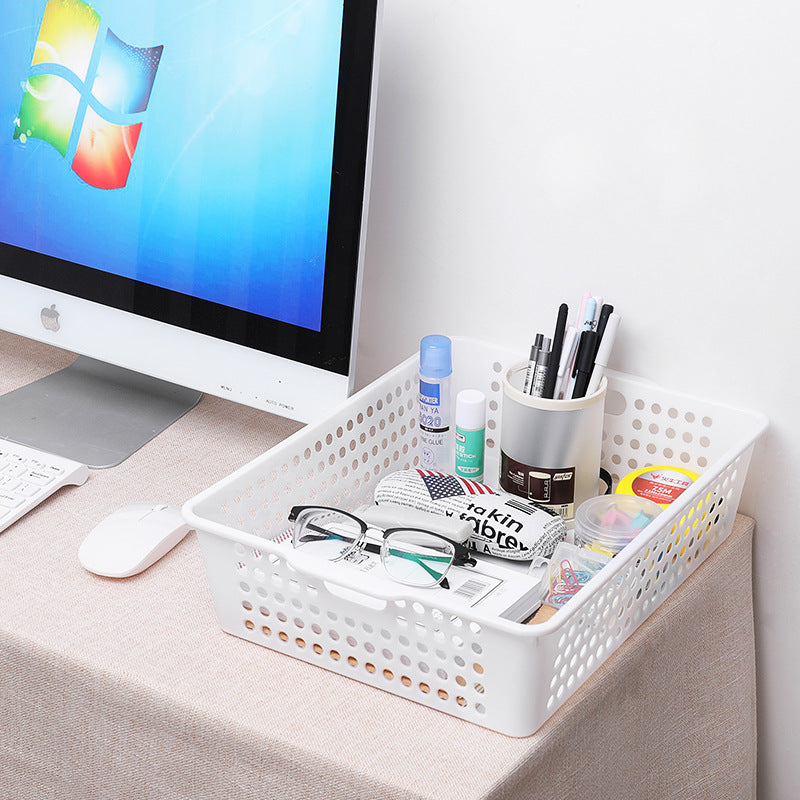 Desktop Plastic Storage Basket for A4 Documents and Office Supplies