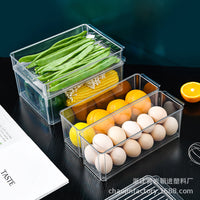 PET Refrigerator Drawer Organizer with Lid, Stackable Transparent Kitchen Storage Box