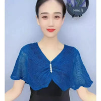 Knitted Ice Silk Shawl with Neck Protection for Air-Conditioned Rooms, Fashionable Sun Protection Cape