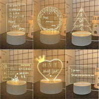 3D Message Board LED Night Light with Pen, USB Powered Dimmable Eye-Caring Bedside Lamp for Bedroom Decor