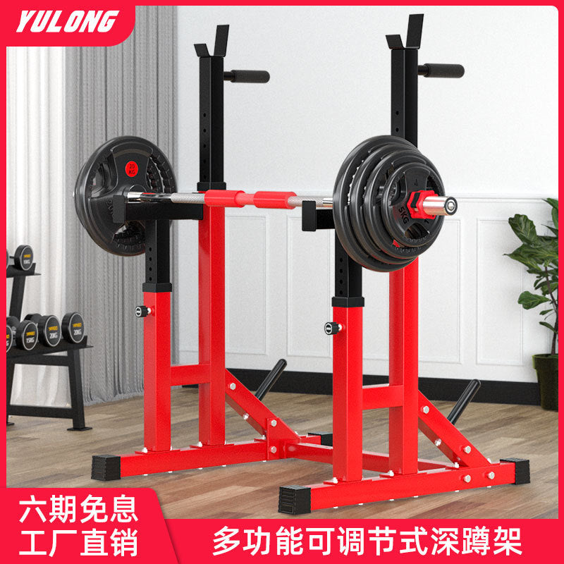 Adjustable Half Rack Squat Stand with Barbell Set for Home Gym Weightlifting