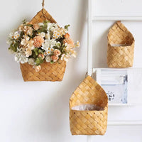 Rustic Woven Wall Hanging Basket Planter for Dried Flowers and Storage