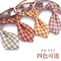 Pet Bow Tie Collar for Cats and Small Dogs, Plaid Gentleman Style Neckwear Accessory