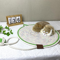 Braided Cotton Rope Cat Scratching Mat with Integrated Toy Ball - Washable Pet Sleeping Pad