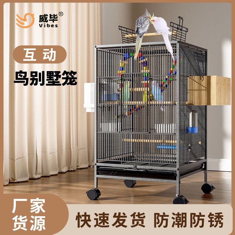 Large Luxury Bird Cage for Parrots and Finches, Breeding Aviary with Accessories