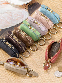 Japanese Style Genuine Leather Mini Coin Purse with Zipper