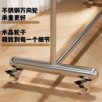 Adjustable Rolling Garment Rack Brushed Stainless Steel Clothes Display Stand for Retail and Home Use