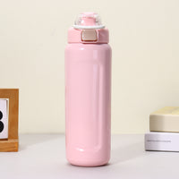 Large Capacity Stainless Steel Insulated Water Bottle with Handle and Pop-up Lid for Outdoor Travel and Hiking