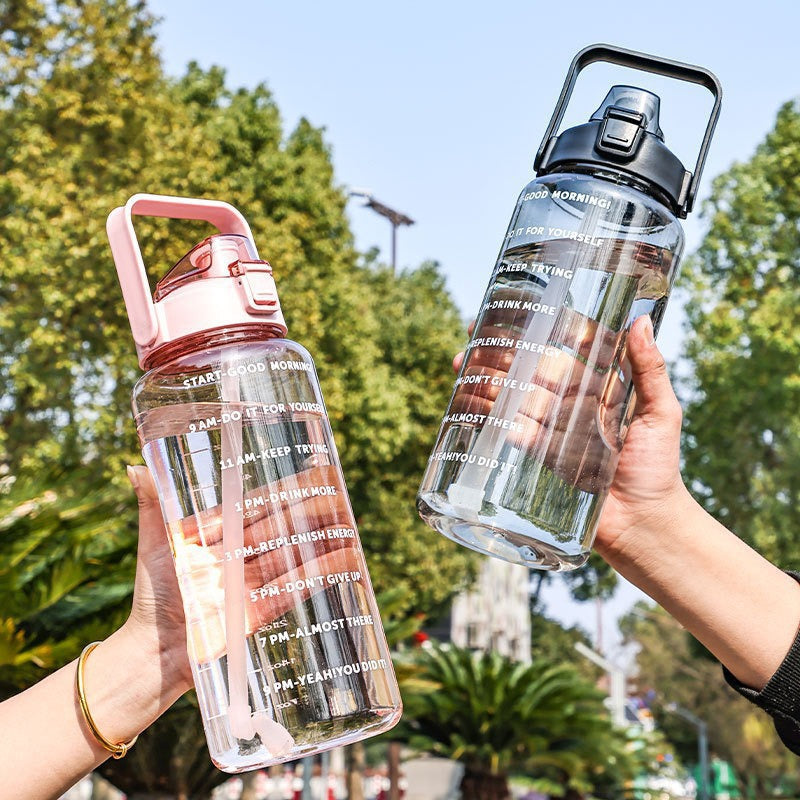 Large Capacity 2L Water Bottle with Straw for Sports and Fitness
