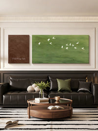 French Vintage Abstract Mountain Landscape Canvas Wall Art for Living Room Decor
