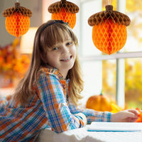 Autumn Acorn Honeycomb Balls Thanksgiving Party Decorations