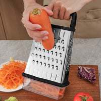 9-inch Stainless Steel 4-Sided Grater with Storage Container for Vegetables and Fruits