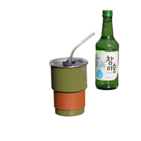 304 Stainless Steel Coffee Tumbler with Straw, Single-Layer Rolled Rim, for Outdoor Camping and Car Use