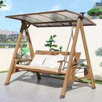 Outdoor Patio Swing Chair with Aluminum Alloy Frame and Solar Light, Garden Villa Sunshade Rocking Chair