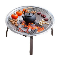 Stainless Steel Foldable Fire Pit with Grill Grate for Outdoor Heating and BBQ