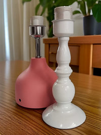 E27 White Painted Metal Straight Rod Table Lamp Base with Touch Control