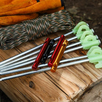 Aluminum Alloy Tent Guy Line Adjuster and Stake Kit for Outdoor Camping