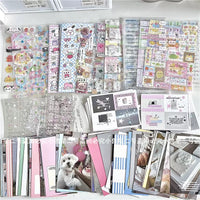 M5 Planner Accessories Set with Transparent Glitter Stickers, Card Holders, and Snap Pouch