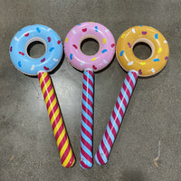 Inflatable Donut Lollipop Stick Toy for Kids, PVC Party Prop