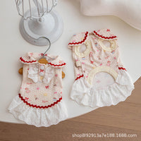 Pet Polo Dress for Small Dogs, Cotton Breathable Puppy Clothes with Doll Collar