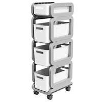 Multi-layer Rolling Cart Bookshelf with Wheels for School Bags and Books, Under Desk Storage Organizer