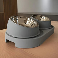 Pet Double Bowl for Cats and Dogs, Wet and Dry Food Separation Feeder
