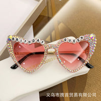 BRIDETOBE Pearl Diamond Halloween Letter Heart Sunglasses for Bridal Party