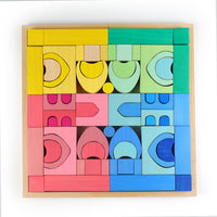 German Beechwood Pyramid Rainbow Stacking Blocks for Kids Early Education