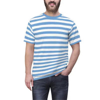 Unisex Striped Contrast Crew Neck T-Shirt