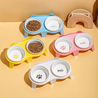 Ceramic Tilted Pet Bowl for Cats and Small Dogs - Single Bowl Design