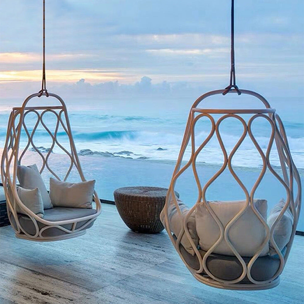 Outdoor Wicker Swing Chair Hanging Basket Seat for Patio Balcony Indoor Leisure