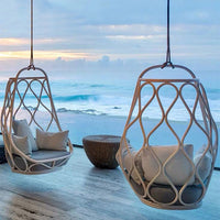 Outdoor Wicker Swing Chair Hanging Basket Seat for Patio Balcony Indoor Leisure