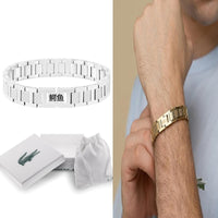 Men's Titanium Steel Crocodile Bracelet Adjustable Stainless Steel Wristband with Gift Box