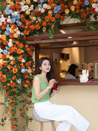Artificial Rose Flower Vine Garland for Wall Arch Hanging Air Conditioning Pipe Decoration