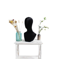 Black Velvet Fabric Mannequin Head Display for Hats, Necklaces, Scarves, and Glasses