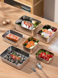 Thickened 304 Stainless Steel Food Storage Container for Refrigeration, Freezing, Commercial Use, Picnics, and Camping