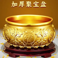 Pure Copper Treasure Basin Ornament for Wealth and Prosperity, Chinese Style Home Decor