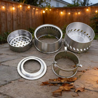Portable Wood Gasification Stove with Fan for Outdoor Cooking and Heating