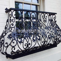 Custom Wrought Iron Outdoor/Indoor Balcony Railing, Galvanized Anti-Corrosion & Rust-Proof