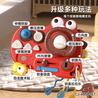 Montessori Busy Board Steering Wheel Toy for Toddlers, Multifunctional Early Learning Activity Cube for Kids